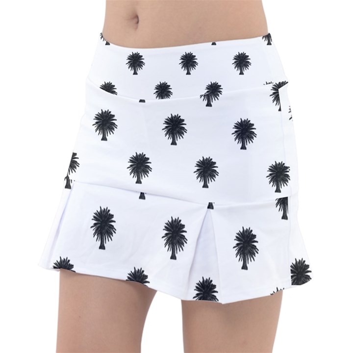 Black And White Tropical Print Pattern Tennis Skorts