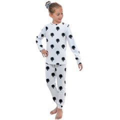 Black And White Tropical Print Pattern Kids  Long Sleeve Set  by dflcprintsclothing