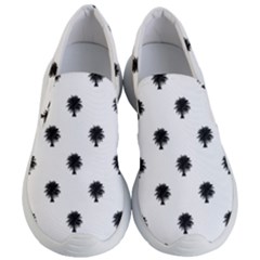 Black And White Tropical Print Pattern Women s Lightweight Slip Ons