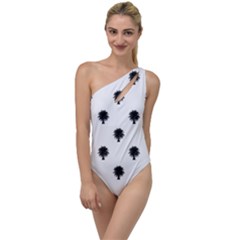 Black And White Tropical Print Pattern To One Side Swimsuit by dflcprintsclothing