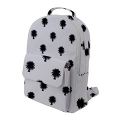 Black And White Tropical Print Pattern Flap Pocket Backpack (large)