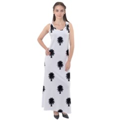 Black And White Tropical Print Pattern Sleeveless Velour Maxi Dress by dflcprintsclothing