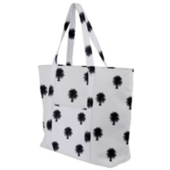 Black And White Tropical Print Pattern Zip Up Canvas Bag by dflcprintsclothing