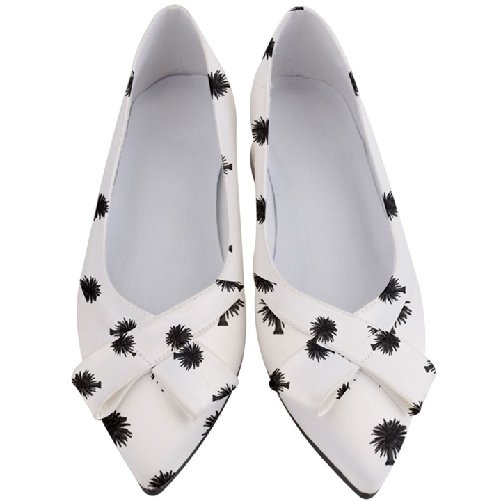 Black And White Tropical Print Pattern Women s Bow Heels