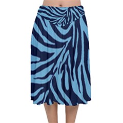 Zebra 3 Velvet Flared Midi Skirt by dressshop