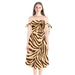 Zebra 2 Shoulder Tie Bardot Midi Dress by dressshop