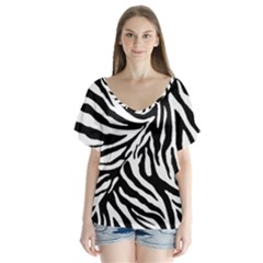 Zebra 1 V-neck Flutter Sleeve Top by dressshop