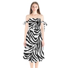 Zebra 1 Shoulder Tie Bardot Midi Dress by dressshop