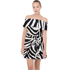 Zebra 1 Off Shoulder Chiffon Dress by dressshop