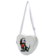 Basset Hound Sugar Skull Heart Shoulder Bag