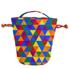 Gay Pride Alternating Rainbow Triangle Pattern Drawstring Bucket Bag by VernenInk