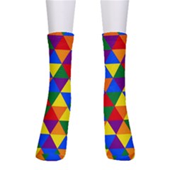 Gay Pride Alternating Rainbow Triangle Pattern Men s Crew Socks by VernenInk