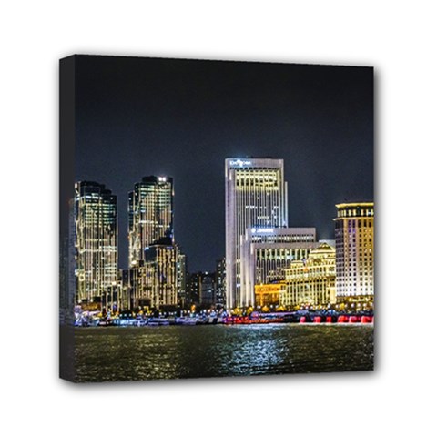 Pudong District Night Scene Shanghai   China Mini Canvas 6  X 6  (stretched) by dflcprintsclothing