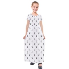 Children With Backpack Cartoon Drawing Print Pattern Kids  Short Sleeve Maxi Dress by dflcprintsclothing