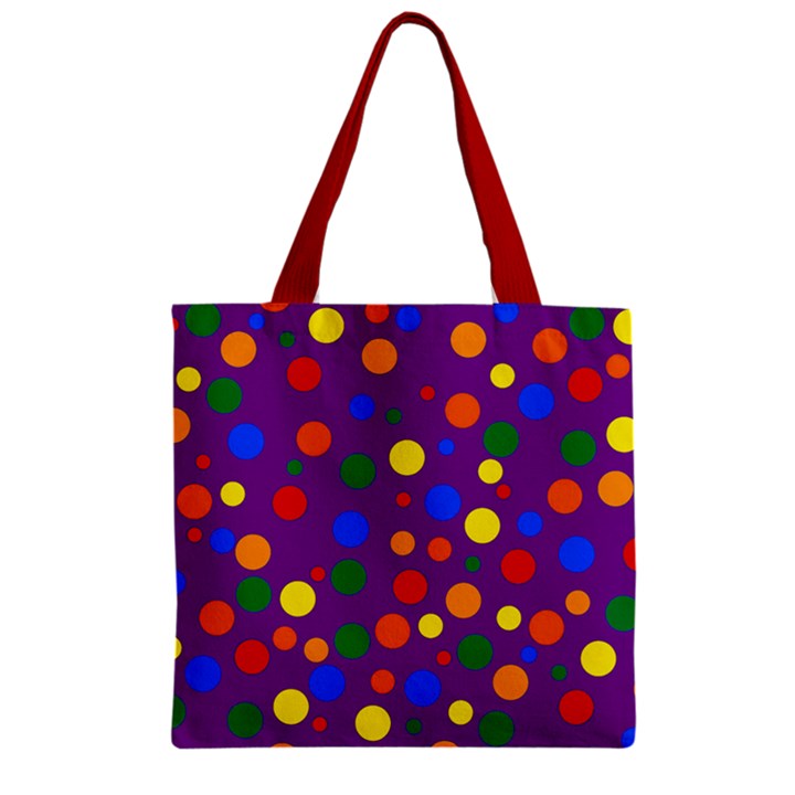 Gay Pride Rainbow Multicolor Dots Zipper Grocery Tote Bag