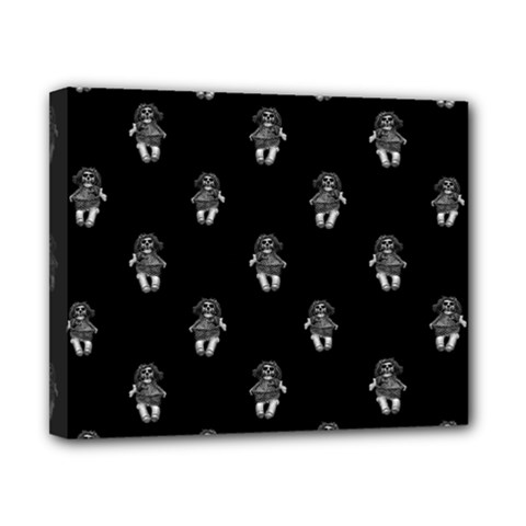 Creepy Skull Doll Motif Print Pattern Canvas 10  X 8  (stretched) by dflcprintsclothing