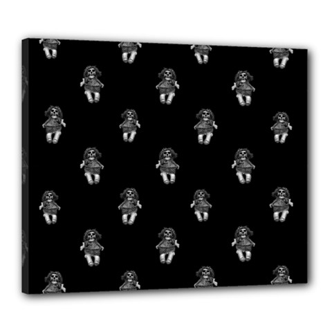 Creepy Skull Doll Motif Print Pattern Canvas 24  X 20  (stretched)