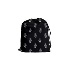 Creepy Skull Doll Motif Print Pattern Drawstring Pouch (small) by dflcprintsclothing