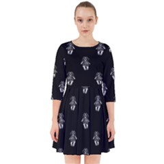 Creepy Skull Doll Motif Print Pattern Smock Dress