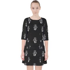 Creepy Skull Doll Motif Print Pattern Pocket Dress