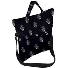 Creepy Skull Doll Motif Print Pattern Fold Over Handle Tote Bag by dflcprintsclothing