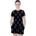 Creepy Skull Doll Motif Print Pattern Women s Tee and Shorts Set View1