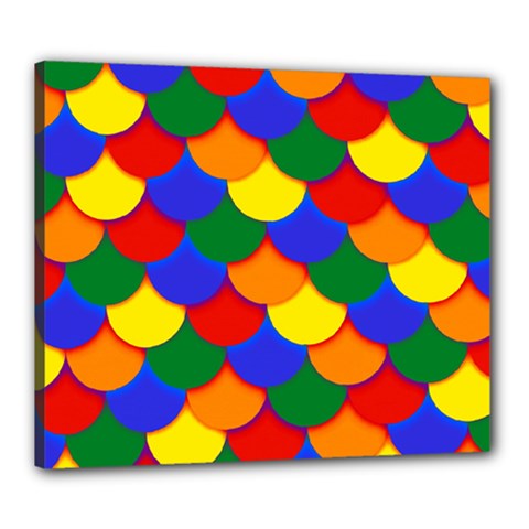 Gay Pride Scalloped Scale Pattern Canvas 24  X 20  (stretched) by VernenInk