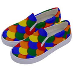 Gay Pride Scalloped Scale Pattern Kids  Canvas Slip Ons