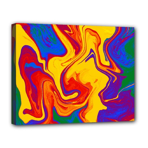 Gay Pride Swirled Colors Canvas 14  X 11  (stretched) by VernenInk