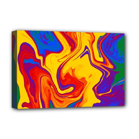 Gay Pride Swirled Colors Deluxe Canvas 18  X 12  (stretched) by VernenInk