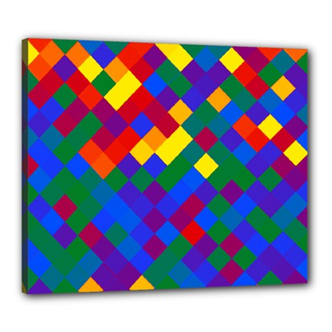 Gay Pride Diagonal Pixels Design Canvas 24  X 20  (stretched) by VernenInk