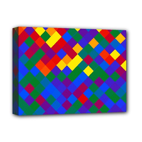 Gay Pride Diagonal Pixels Design Deluxe Canvas 16  X 12  (stretched)  by VernenInk