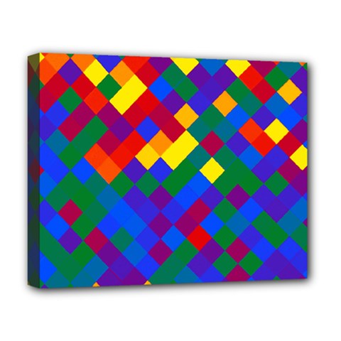 Gay Pride Diagonal Pixels Design Deluxe Canvas 20  X 16  (stretched) by VernenInk