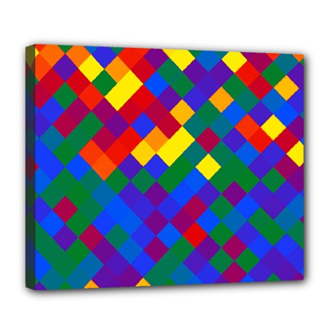 Gay Pride Diagonal Pixels Design Deluxe Canvas 24  X 20  (stretched) by VernenInk