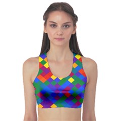 Gay Pride Diagonal Pixels Design Sports Bra by VernenInk