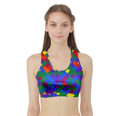 Gay Pride Diagonal Pixels Design Sports Bra With Border by VernenInk