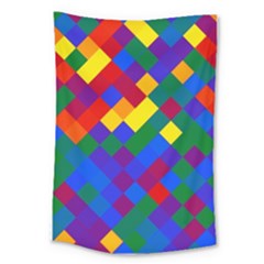 Gay Pride Diagonal Pixels Design Large Tapestry