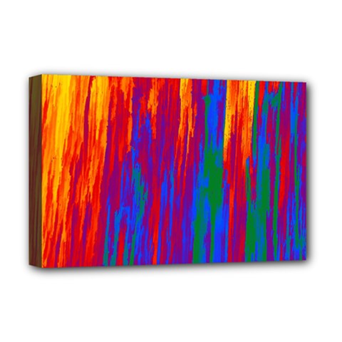 Gay Pride Rainbow Vertical Paint Strokes Deluxe Canvas 18  X 12  (stretched) by VernenInk