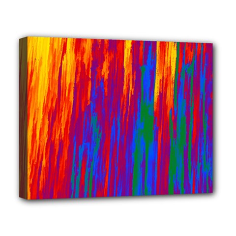 Gay Pride Rainbow Vertical Paint Strokes Deluxe Canvas 20  X 16  (stretched) by VernenInk