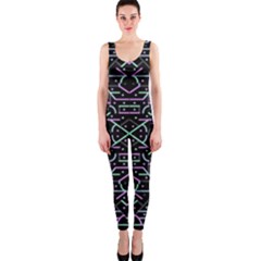 Lines And Dots Motif Geometric Seamless Pattern One Piece Catsuit by dflcprintsclothing