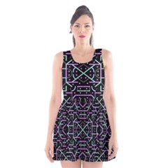 Lines And Dots Motif Geometric Seamless Pattern Scoop Neck Skater Dress