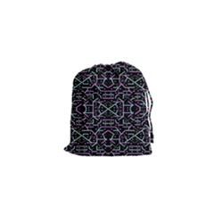 Lines And Dots Motif Geometric Seamless Pattern Drawstring Pouch (xs)