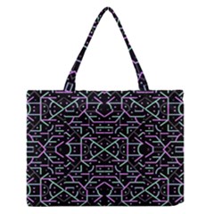 Lines And Dots Motif Geometric Seamless Pattern Zipper Medium Tote Bag