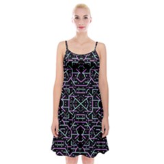 Lines And Dots Motif Geometric Seamless Pattern Spaghetti Strap Velvet Dress by dflcprintsclothing