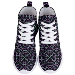 Lines And Dots Motif Geometric Seamless Pattern Women s Lightweight High Top Sneakers