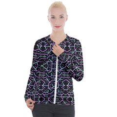 Lines And Dots Motif Geometric Seamless Pattern Casual Zip Up Jacket by dflcprintsclothing