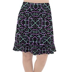 Lines And Dots Motif Geometric Seamless Pattern Fishtail Chiffon Skirt by dflcprintsclothing