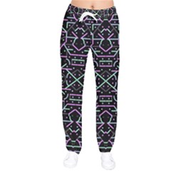 Lines And Dots Motif Geometric Seamless Pattern Women Velvet Drawstring Pants by dflcprintsclothing