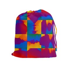 Gay Pride Rainbow Painted Abstract Squares Pattern Drawstring Pouch (xl)