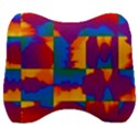 Gay Pride Rainbow Painted Abstract Squares Pattern Velour Head Support Cushion View1